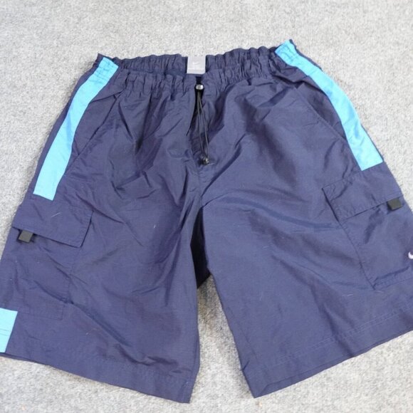 Vintage Nike Mens Shorts XL Blue Cargo Ripstop Gray Tag Nylon - Picture 1 of 13